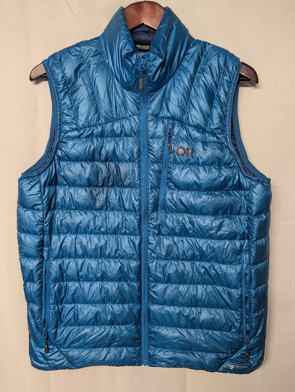 Outdoor Research Men's Teal Blue Quilted Down Vest Size Medium